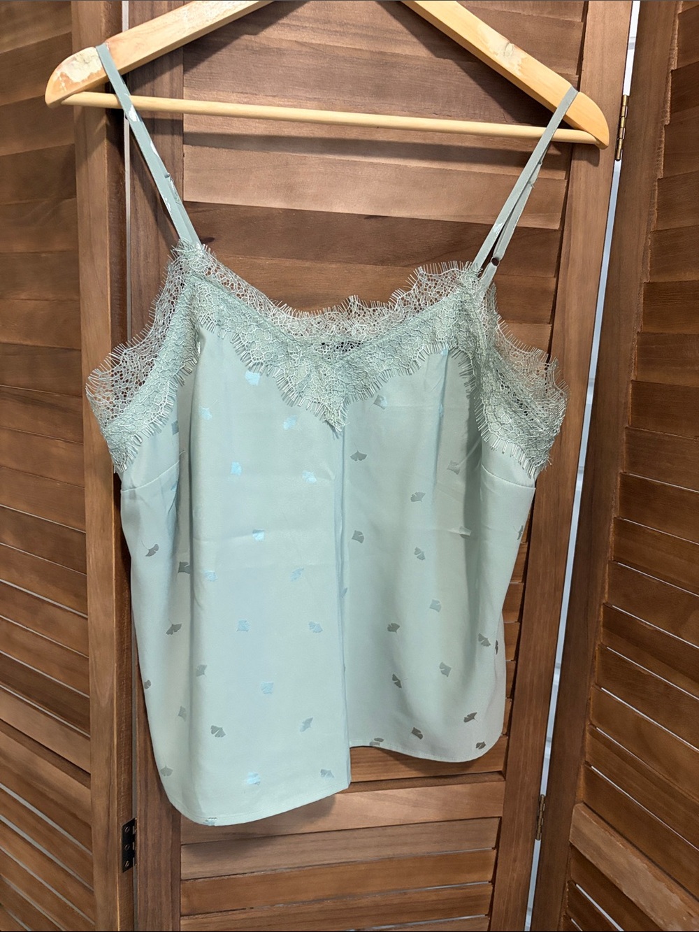 LOFT Lace-Trim Satin Cami in Light Mint